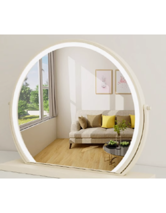 ESSONIO Italian light luxury LED cream style round makeup mirror with light home desktop high-end beauty mirror